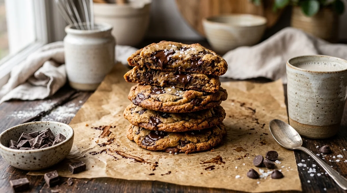 Cookies végétaliens aux pépites de chocolat fondant et fleur de sel